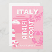 Amalfi Coast, Reiskunst, Roze Feestdagenkaart (Voorkant / Achterkant)