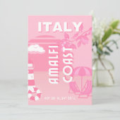 Amalfi Coast, Reiskunst, Roze Feestdagenkaart (Staand voorkant)