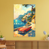 Amalfi Coast Retro Reizen: Van Gogh Style Canvas Afdruk (Insitu (Woonkamer))