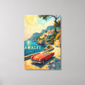 Amalfi Coast Retro Reizen: Van Gogh Style Canvas Afdruk (Voorkant)