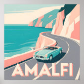 Amalfi Coast Retro Reizen: Vector Art Square Poster (Voorkant)