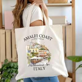 Amalfi Coast Retro Travel Art – Mediterranean Sea  Tote Bag