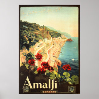 AMALFI COAST SALERNO ITALIË  Italiaans reizen Poster