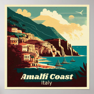 Amalfi Coast Square Vintage Poster