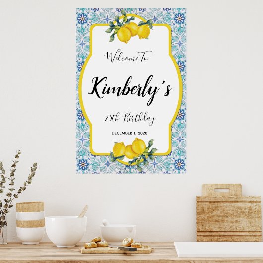 Amalfi Coast Theme Party-welkomstteken Poster (Keuken)