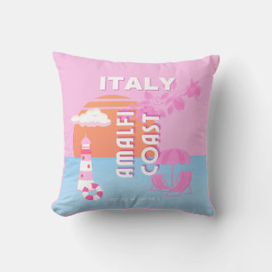 Amalfi Coast Travel Kunst, Preppy Travel, Roze Kussen