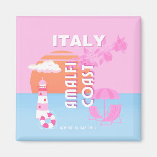 Amalfi Coast Travel Kunst, Preppy Travel, Roze Magneet