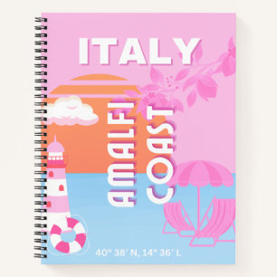 Amalfi Coast Travel Kunst, Preppy Travel, Roze Notitieboek