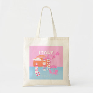 Amalfi Coast Travel Kunst, Preppy Travel, Roze Tote Bag