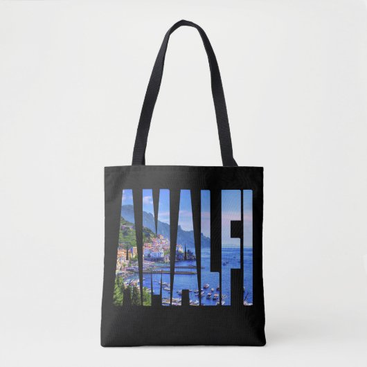 Amalfi Coast Typography Modern Photo Waterverf Tote Bag (Voorkant)