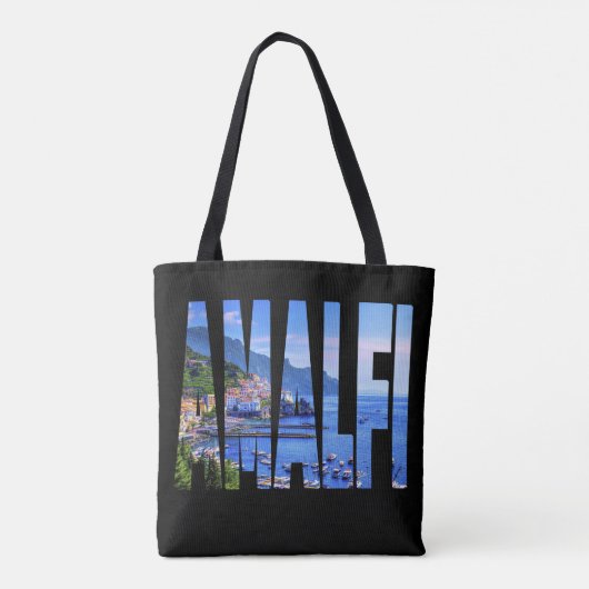 Amalfi Coast Typography Modern Photo Waterverf Tote Bag (Achterkant)