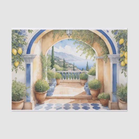 Amalfi Coast Uitzicht Mediterraan Tissuepapier (Voorkant)