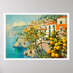 Amalfi Coast Vintage Travel Poster