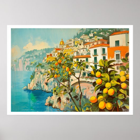 Amalfi Coast Vintage Travel Poster (Voorkant)