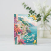 Amalfi Coast waterverf Briefkaart (Staand voorkant)