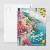 Amalfi Coast waterverf Briefkaart (Voorkant / Achterkant)