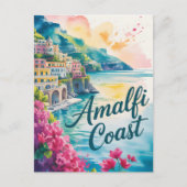 Amalfi Coast waterverf Briefkaart (Voorkant)