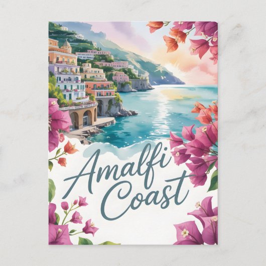 Amalfi Coast waterverf Briefkaart (Voorkant)