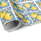 Amalfi Coast Waterverf Mediterrane citroen Cadeaupapier (Rol Hoek)