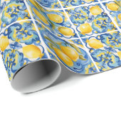 Amalfi Coast Waterverf Mediterrane citroen Cadeaupapier (Rol Hoek)