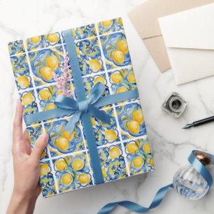 Amalfi Coast Waterverf Mediterrane citroen Cadeaupapier