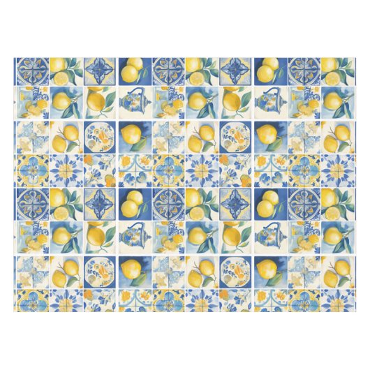 Amalfi Coast Waterverf Mediterrane citroen Tafelkleed (Voorkant (Horizontaal))