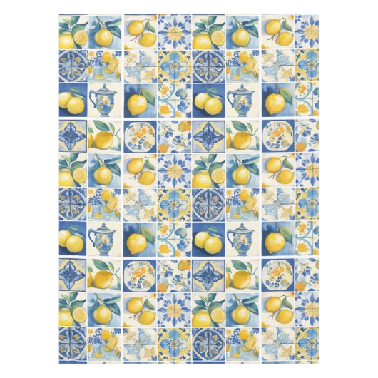 Amalfi Coast Waterverf Mediterrane citroen Tafelkleed (Voorkant)