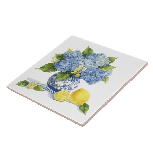 Amalfi Coast Waterverf Mediterrane citroen Tegeltje (Zijkant)