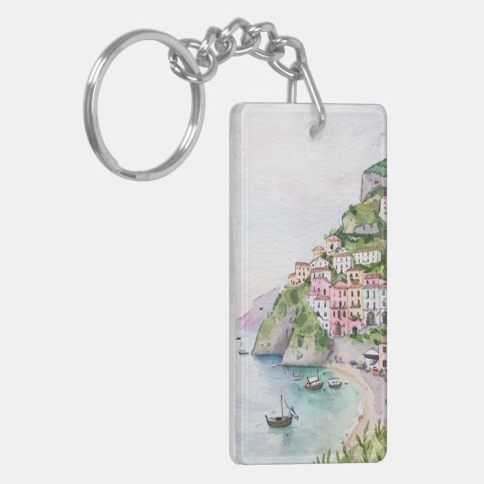 Amalfi Coast Waterverf Sleutelhanger (Voorkant Links)