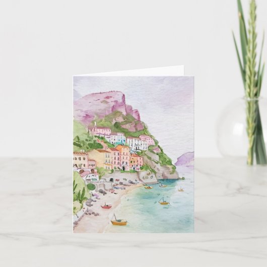 Amalfi Coast Waterverf Stationery Kaart (Voorkant)