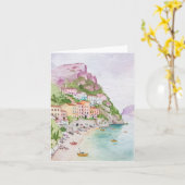 Amalfi Coast Waterverf Stationery Kaart (Gele Bloem)