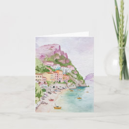 Amalfi Coast Waterverf Stationery Kaart