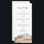 AMALFI COAST Waterverf Weddenemmenkaarten Menu<br><div class="desc">Dit menu bevat een schilderij van de waterverf van de Amalfi Coast in combinatie met een eenvoudige lettertypecombinatie. Dit menu is ideaal voor uw reisthema of de Italiaanse avontuur die de bruiloft of het evenement wordt genoemd.</div>