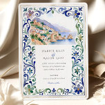 Amalfi Coast Wedding Kaart<br><div class="desc">Transport your guests to the sun-drenched shores of Italy with this breathtaking wedding invitation. Perfectly suited for a destination wedding, this design features a stunning watercolor illustration of a picturesque Amalfi Coast village, with charming buildings cascading down cliffs to meet the serene blue sea. The scene is beautifully framed by...</div>
