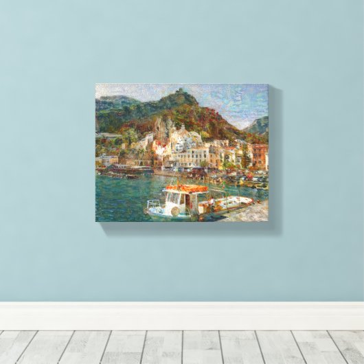 Amalfi door het Zee Canvas Afdruk (Insitu (Houten vloer))