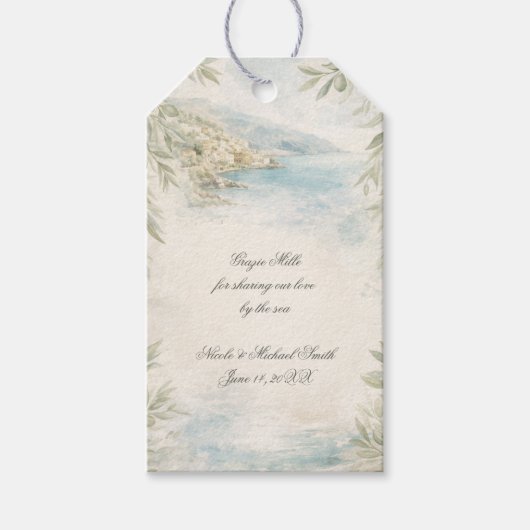 Amalfi Droom — Mediterrane Kusttrouw Cadeaulabel (Voorkant)