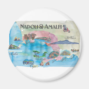 Amalfi en Napoli Italië  Travelposter Magneet