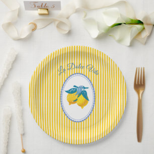 Amalfi Gele Citroenen Mediterrane Stijl Papieren Bordje