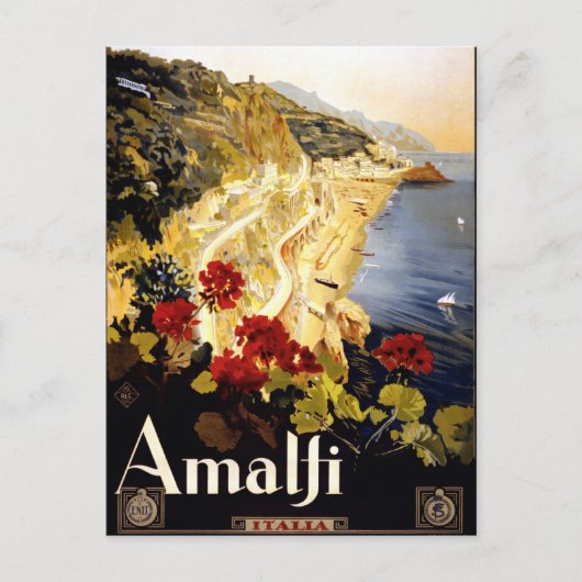 Amalfi, Italia travel poster Briefkaart (Voorkant)