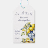 Amalfi Italiaans blauw tegels citroenen bruiloft g Cadeaulabel (Voorkant)