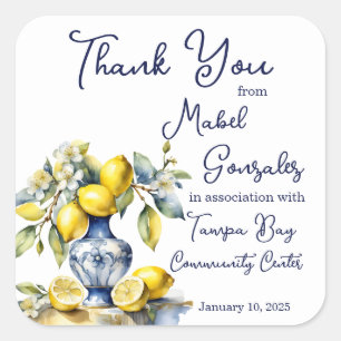 Amalfi Italiaans blauw tegels citroenen bruiloft g Vierkante Sticker