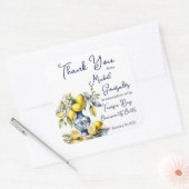 Amalfi Italiaans blauw tegels citroenen bruiloft g Vierkante Sticker (Envelop)