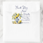 Amalfi Italiaans blauw tegels citroenen bruiloft g Vierkante Sticker (Tas)