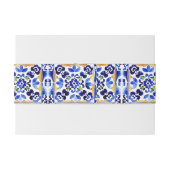 Amalfi Italiaans blauw tegels citroenen bruiloft Uitnodigingen Wikkel (Achterkant Voorbeeld)