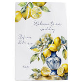 Amalfi Italiaans blauw tegels citroenen bruiloft w Medium Cadeauzakje (Voorkant)