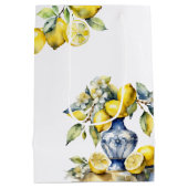 Amalfi Italiaans blauw tegels citroenen bruiloft w Medium Cadeauzakje (Achterkant)