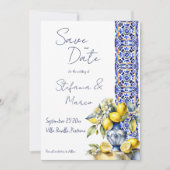 Amalfi Italiaans blauw tegels citroenen fotosjablo Kaart (Voorkant)