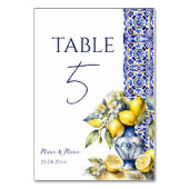 Amalfi Italiaans blauw tegels citroenen tafelnumme Kaart (Achterkant)