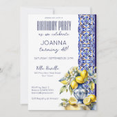 Amalfi Italiaans blauw tegels citroenen verjaardag Kaart (Voorkant)