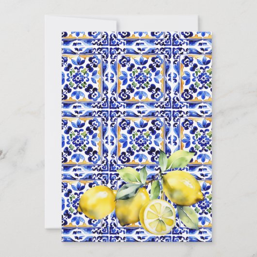 Amalfi Italiaans blauw tegels citroenen verjaardag Kaart (Achterkant)